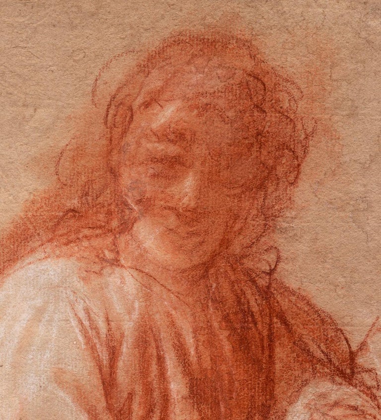 17th C Italian Old Master Drawing by Bartolomeo Schedoni Study of Evangelist For Sale 1