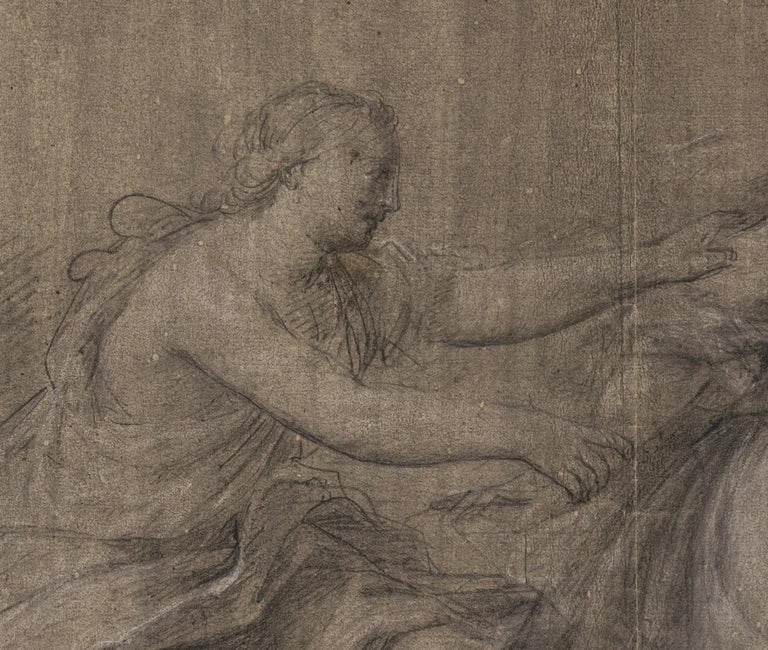 18th C Italian Old Master Drawing by Giacomo Zoboli Study Joseph Potiphar's Wife For Sale 1