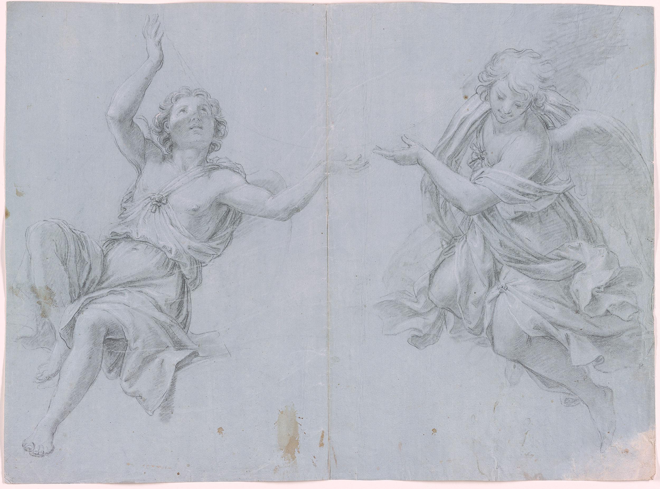 18th C Italian Old Master Drawing by Giacomo Zoboli Study Joseph Potiphar's Wife For Sale 3