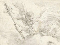 18th C Italian Old Master Drawing by Ercole Graziani St Anthony of Padua