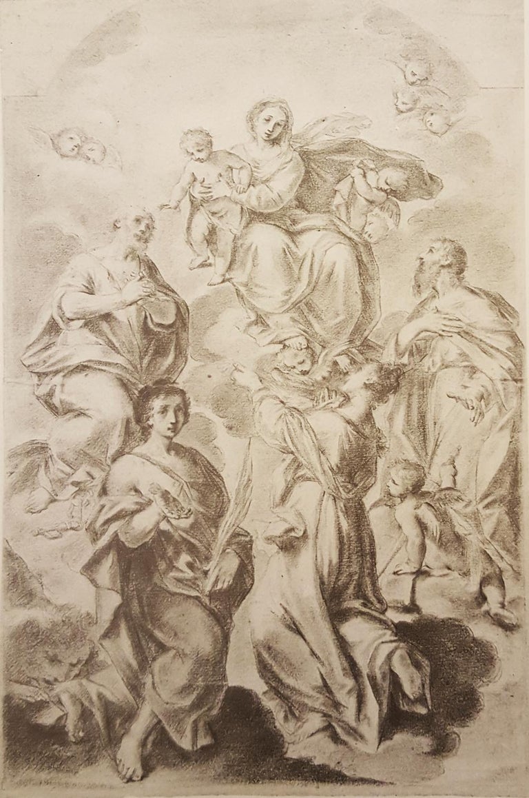 18th C Italian Old Master Drawing by Ercole Graziani St Anthony of Padua For Sale 5