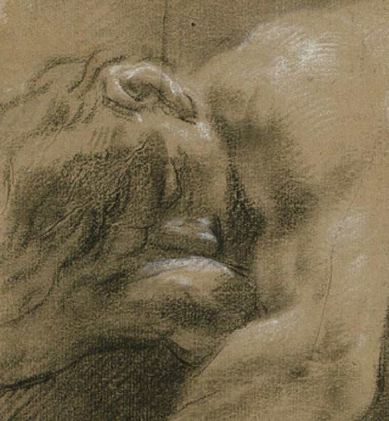 18th C Italian Old Master Drawing by Filippo Pedrini Academy Nude For Sale 2