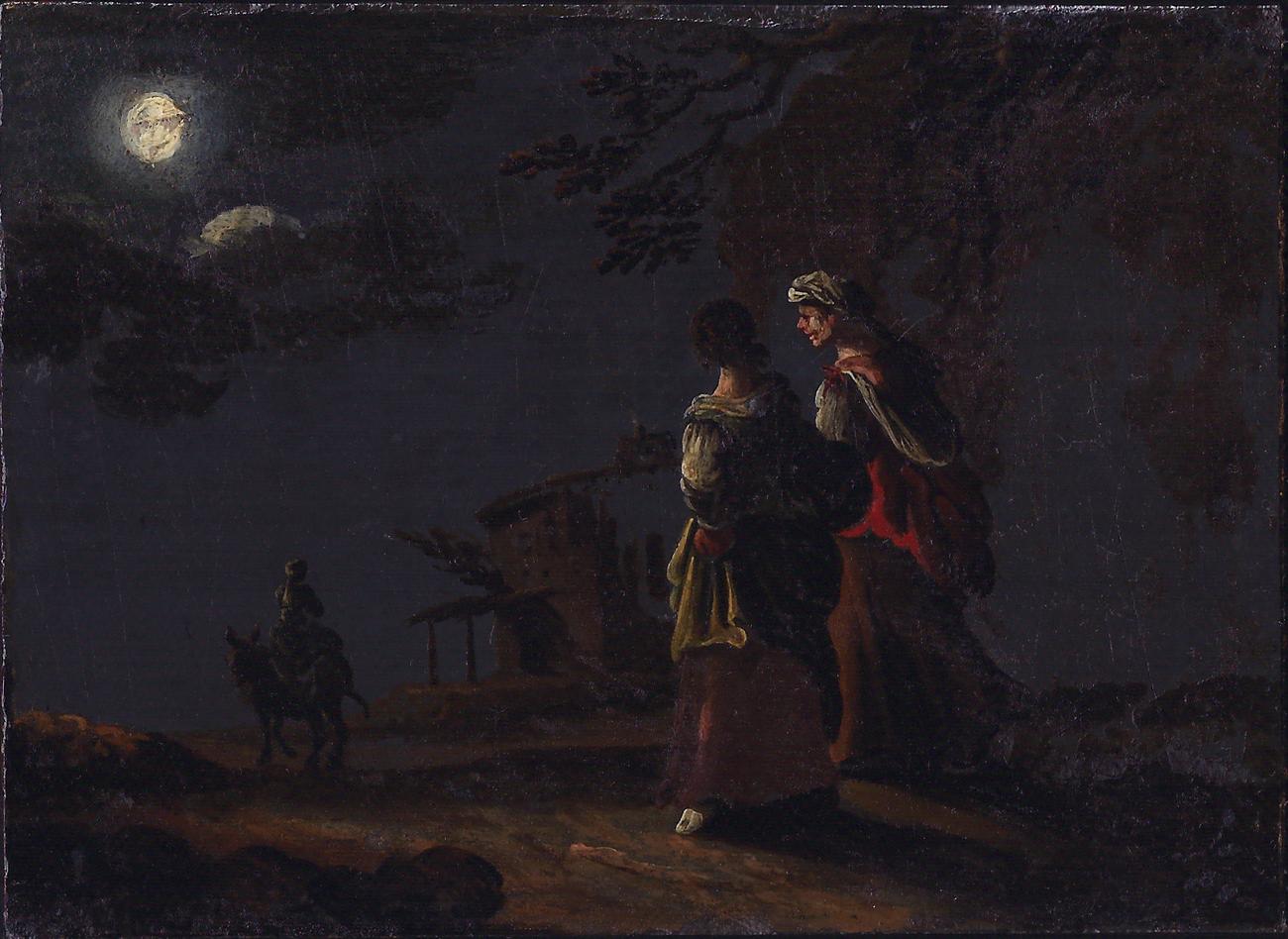 17th C Dutch Old Master Painting by Leonaert Bramer Moonlight Scene For Sale 1