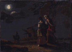 17th C Dutch Old Master Painting by Leonaert Bramer Moonlight Scene