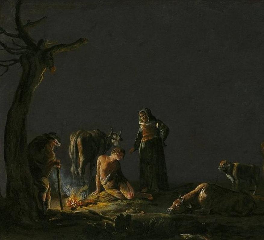 17th C Dutch Old Master Painting by Leonaert Bramer Moonlight Scene For Sale 5