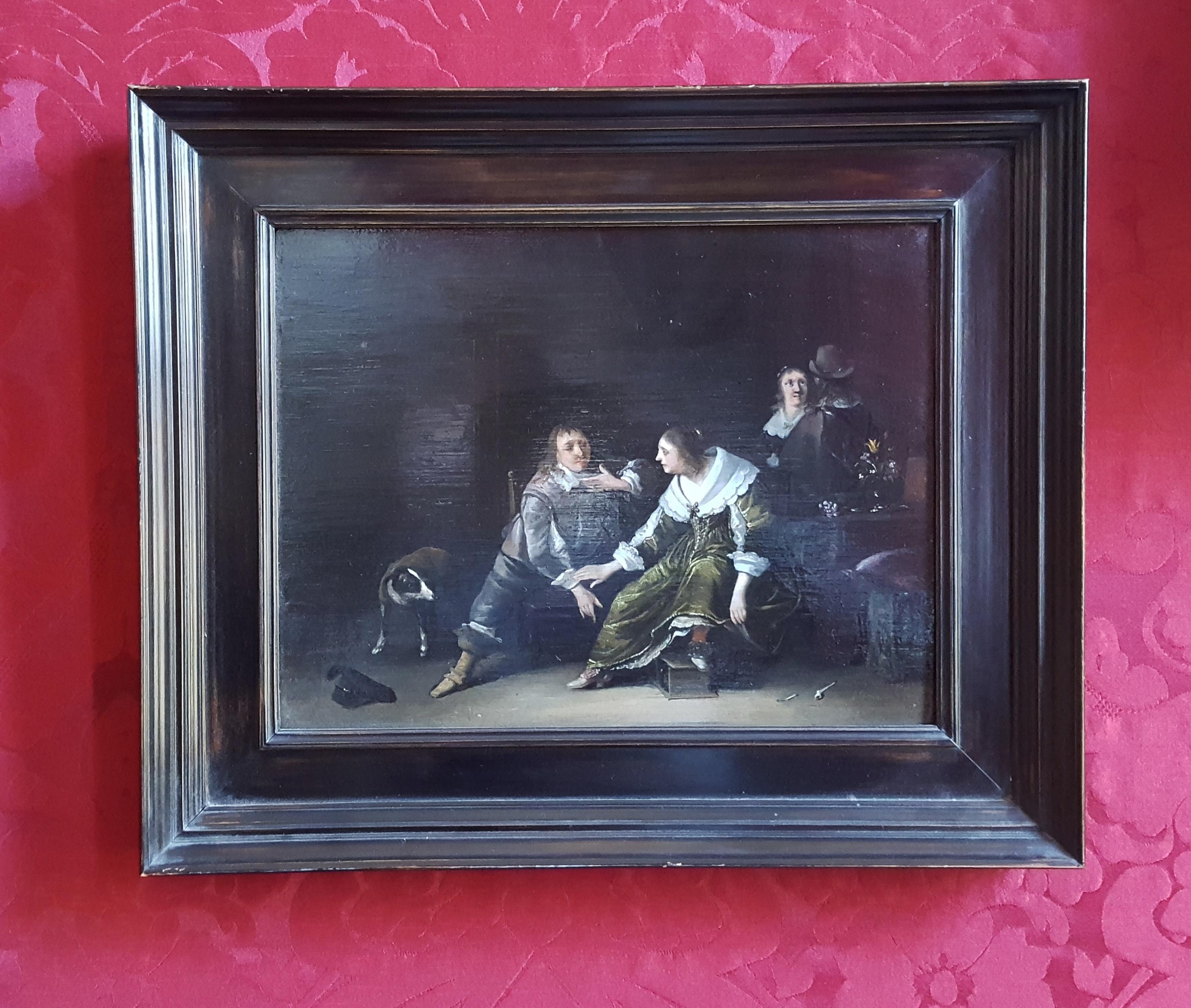 Anthonie Palamedesz (Delft 1601 – 1673 Amsterdam)

Elegant Company in an Interior 

Oil on panel, 23.2 x 30.8 cm (9.1 x 12.1 inch); contained in a high quality ebonized frame of 17th-century Dutch model

Inscriptions and labels
Indistinctly signed