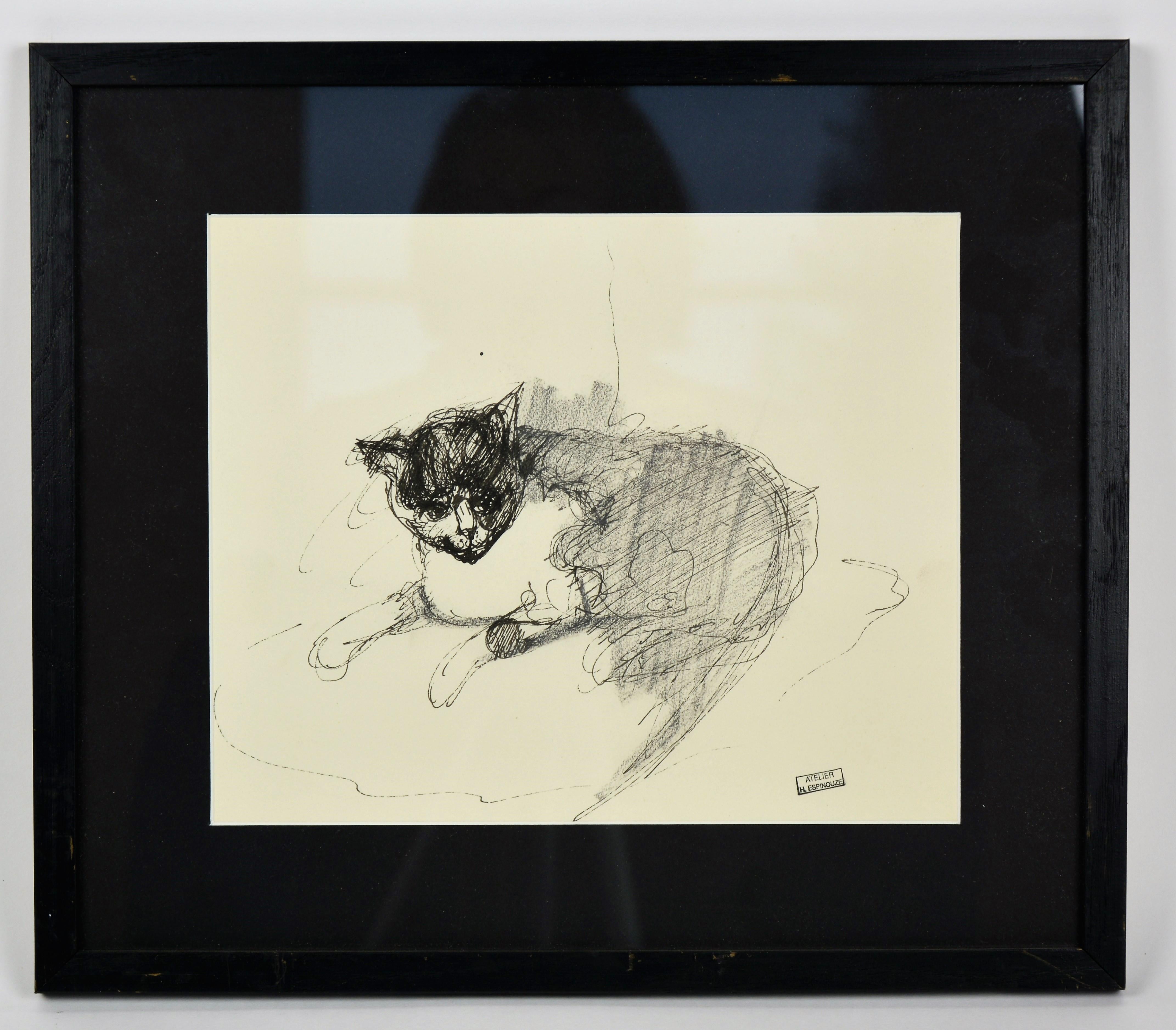 Henri Espinouse Animal Art - The Black Cat