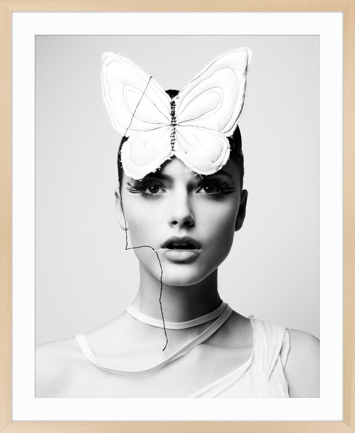 Butterfly Girl - Gray Figurative Photograph by Liz Von Hoene