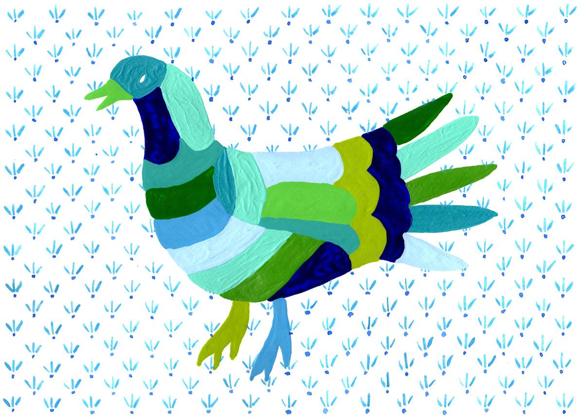 Caitlin Peters Animal Print - Bird Blue Otomi