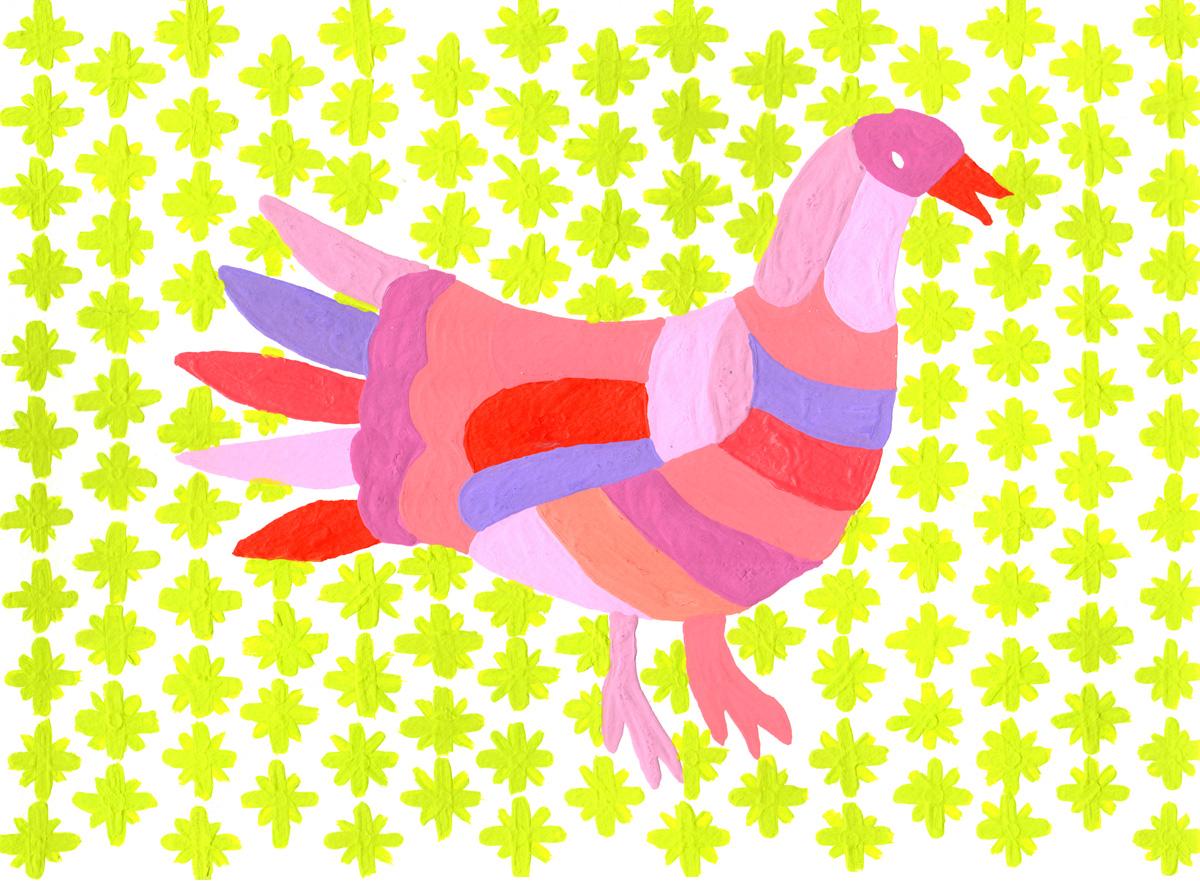 Bird Pink Otomi