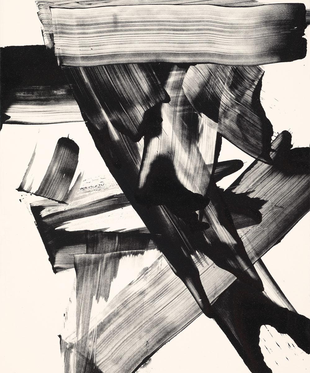 Anna Ullman Abstract Print - Black and White Abstract on Creme