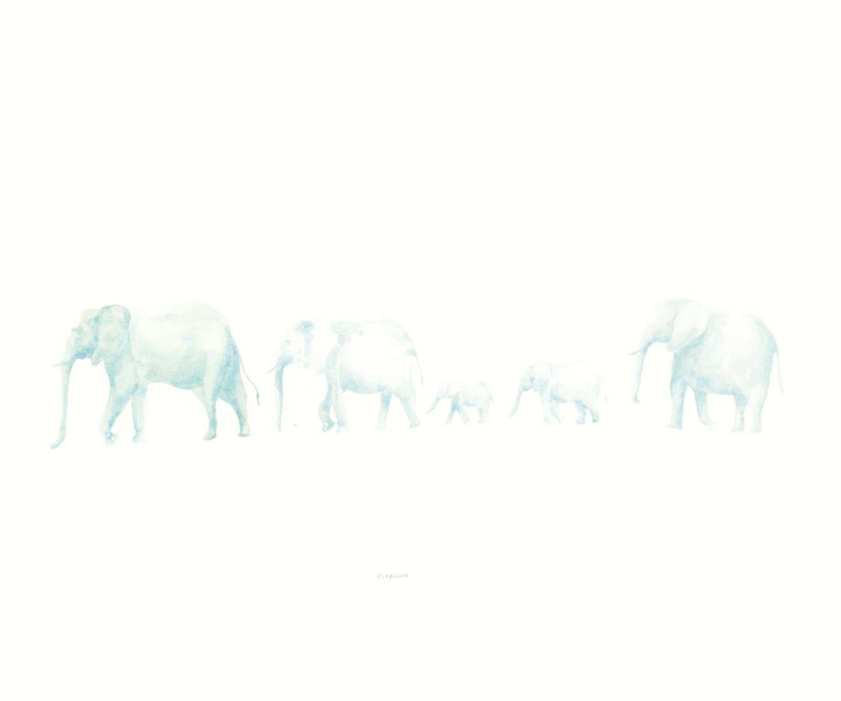 Frances Tulk-Hart Animal Print - Walking Elephants