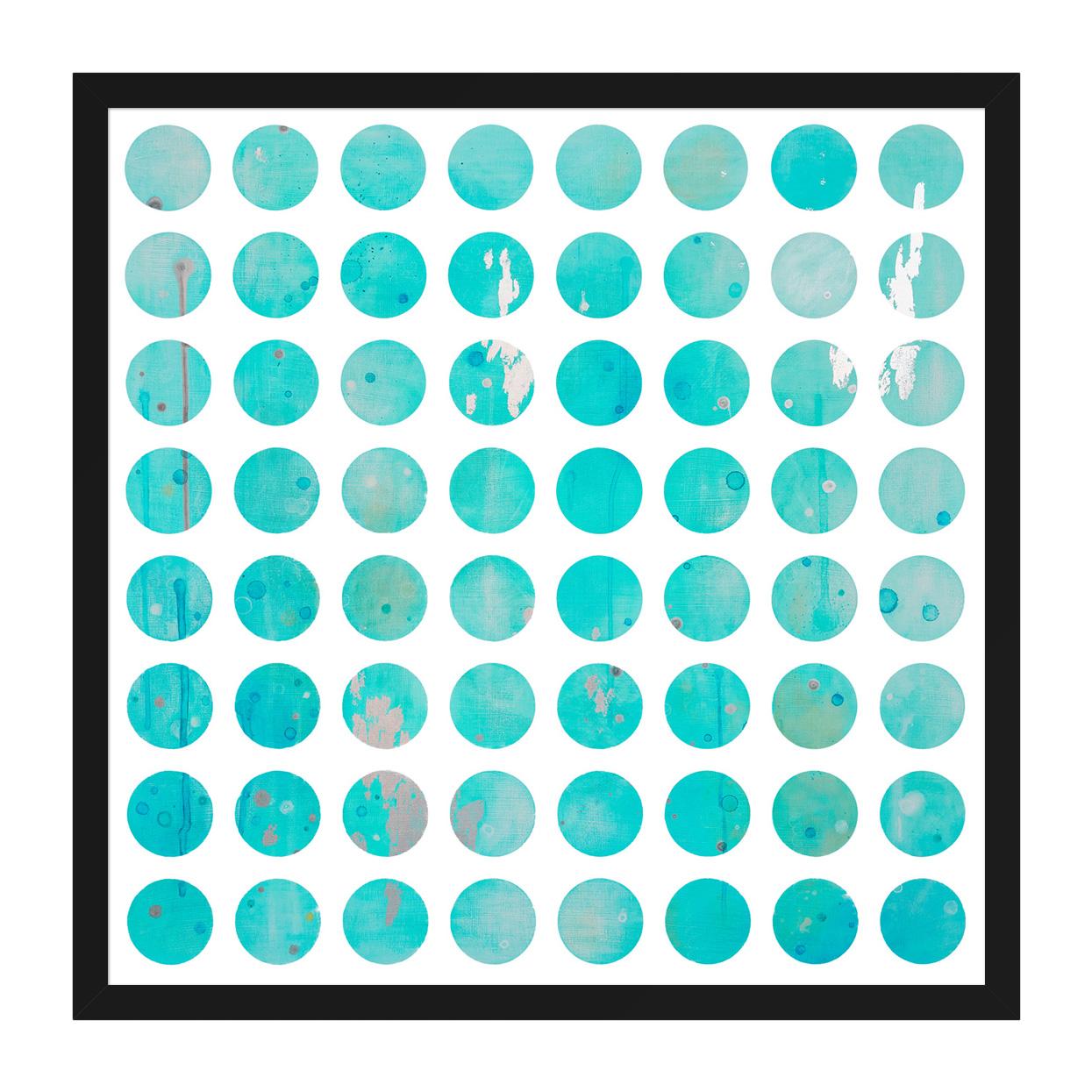 Eight by Eight Aqua - Blue Abstract Print by Hana Moore