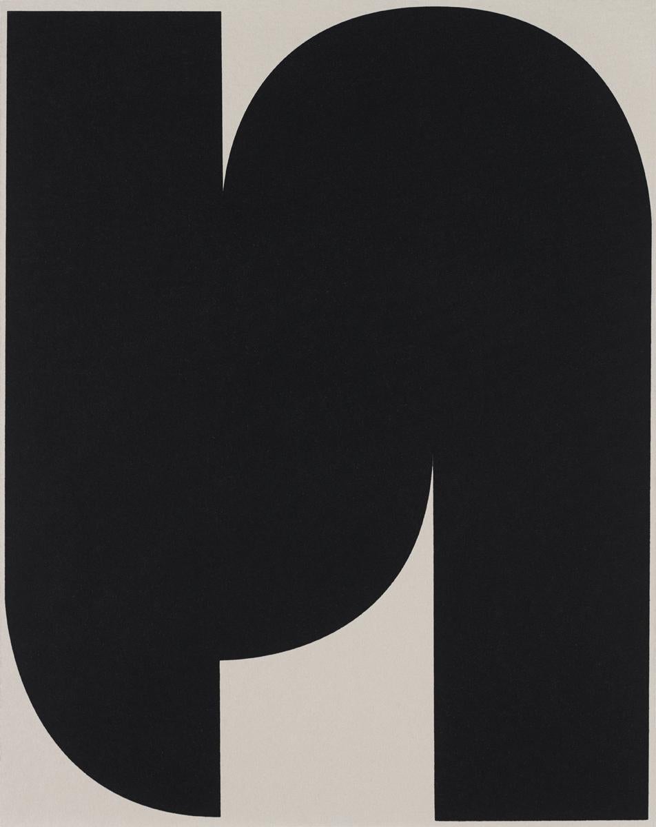 Johan Van Oeckel Abstract Print - Untitled (Black on Light Grey)
