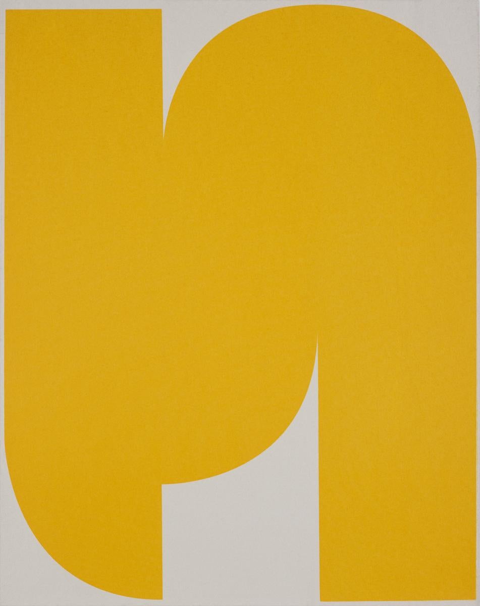 Johan Van Oeckel Abstract Print - Untitled (Yellow on Light Grey 1)
