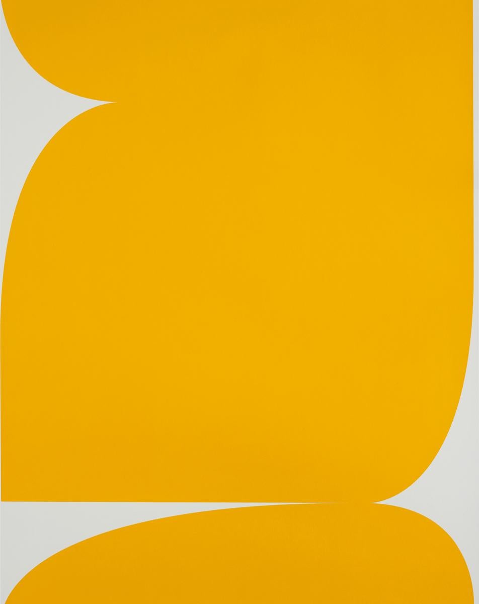 Johan Van Oeckel Abstract Print - Untitled (Yellow on Light Grey 2)