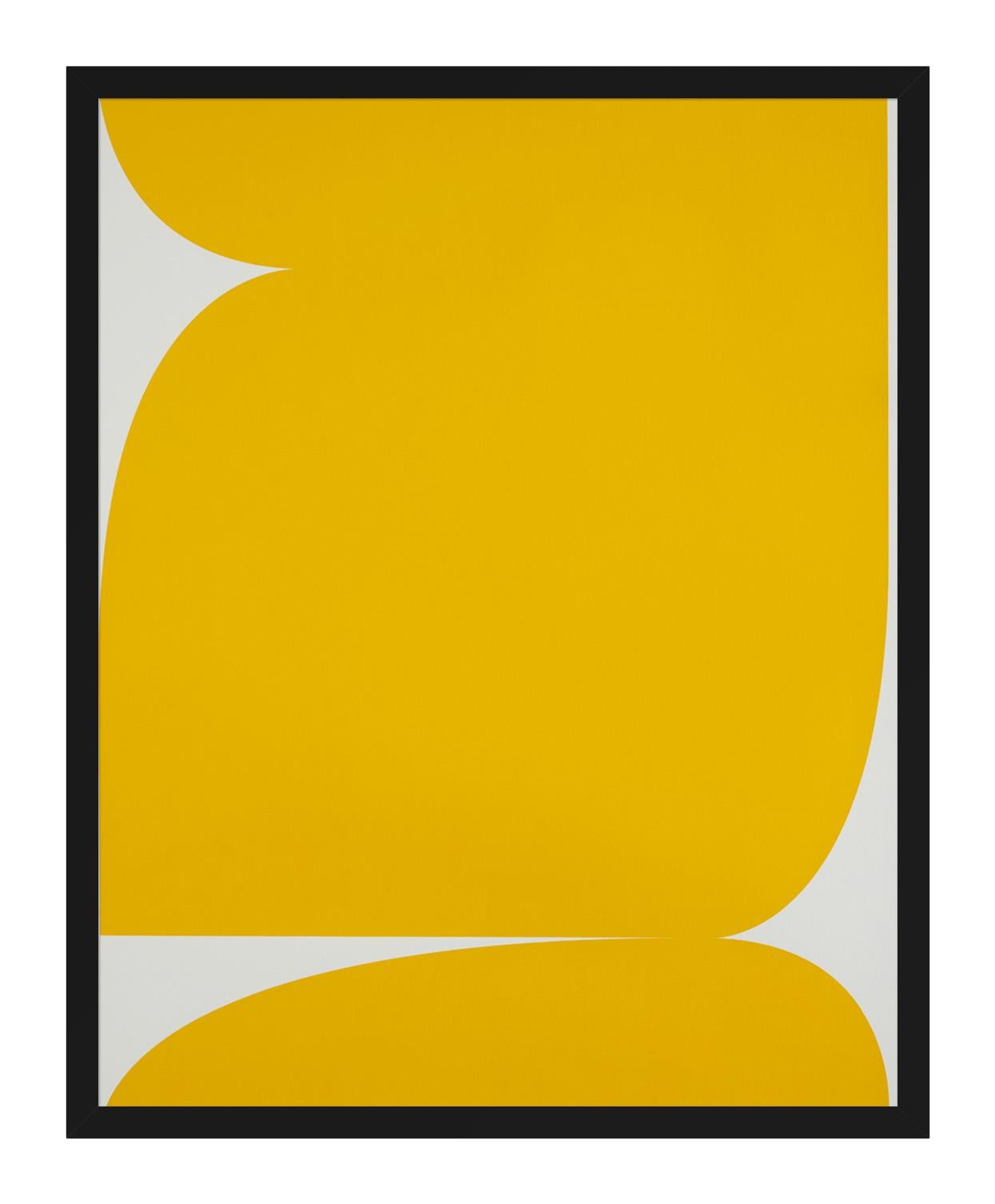 Untitled (Yellow on Light Grey 2) - Orange Abstract Print by Johan Van Oeckel