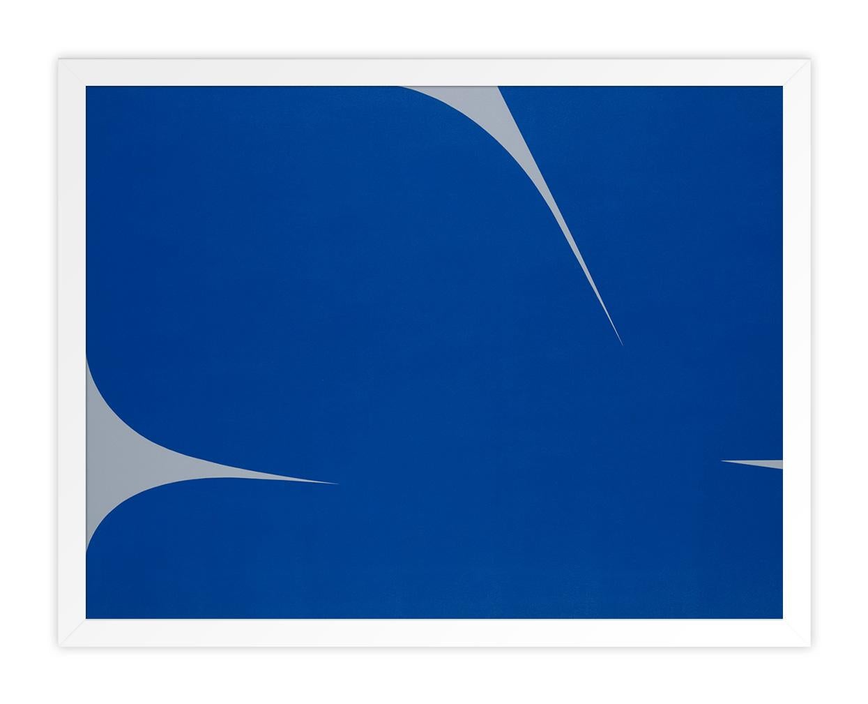 Untitled (Cyan on Grey) - Blue Abstract Print by Johan Van Oeckel