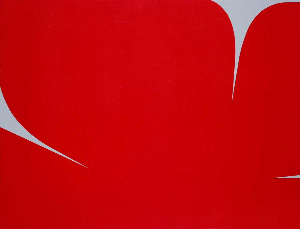 Johan Van Oeckel Abstract Print - Untitled (Red on Grey)