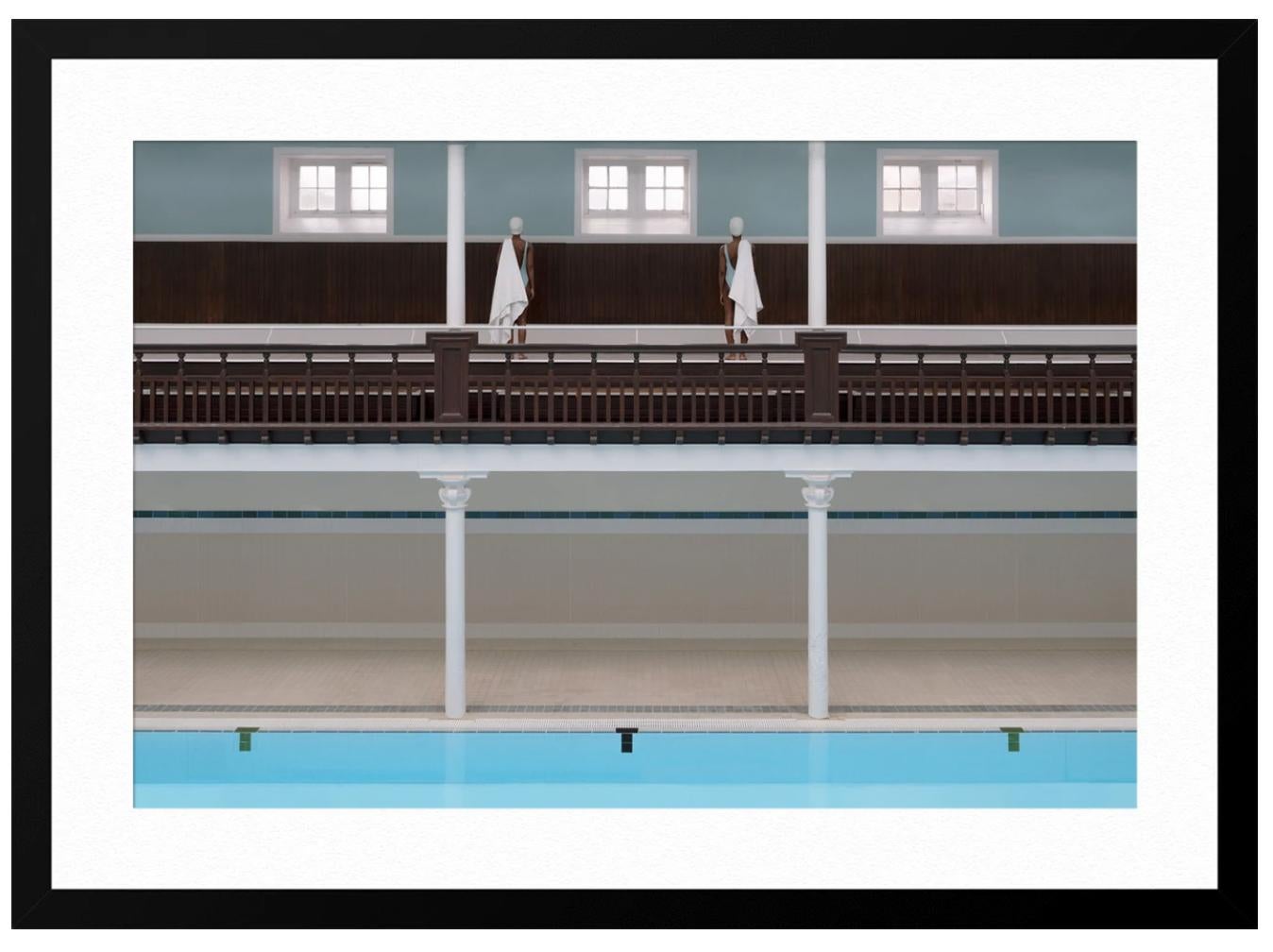 Swimmers in the Gallery Portobello - Gray Color Photograph by Soo Burnell