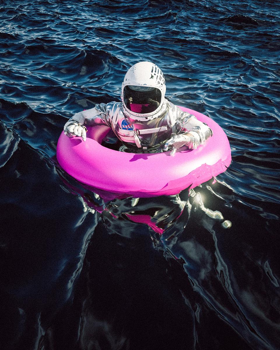 Cameron Burns Figurative Photograph - Astro Lost at Sea