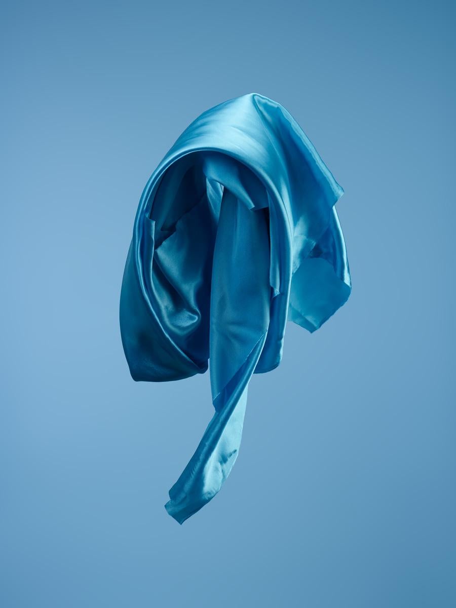 Neal Grundy Still-Life Photograph - Dancing Fabric, Bright Blue