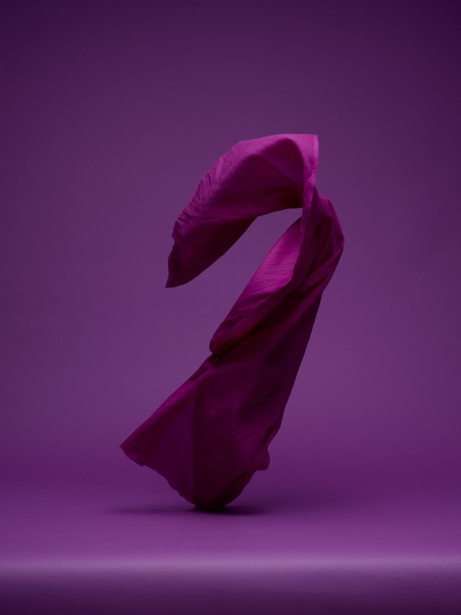 Neal Grundy Still-Life Photograph - Dancing Fabric, Purple