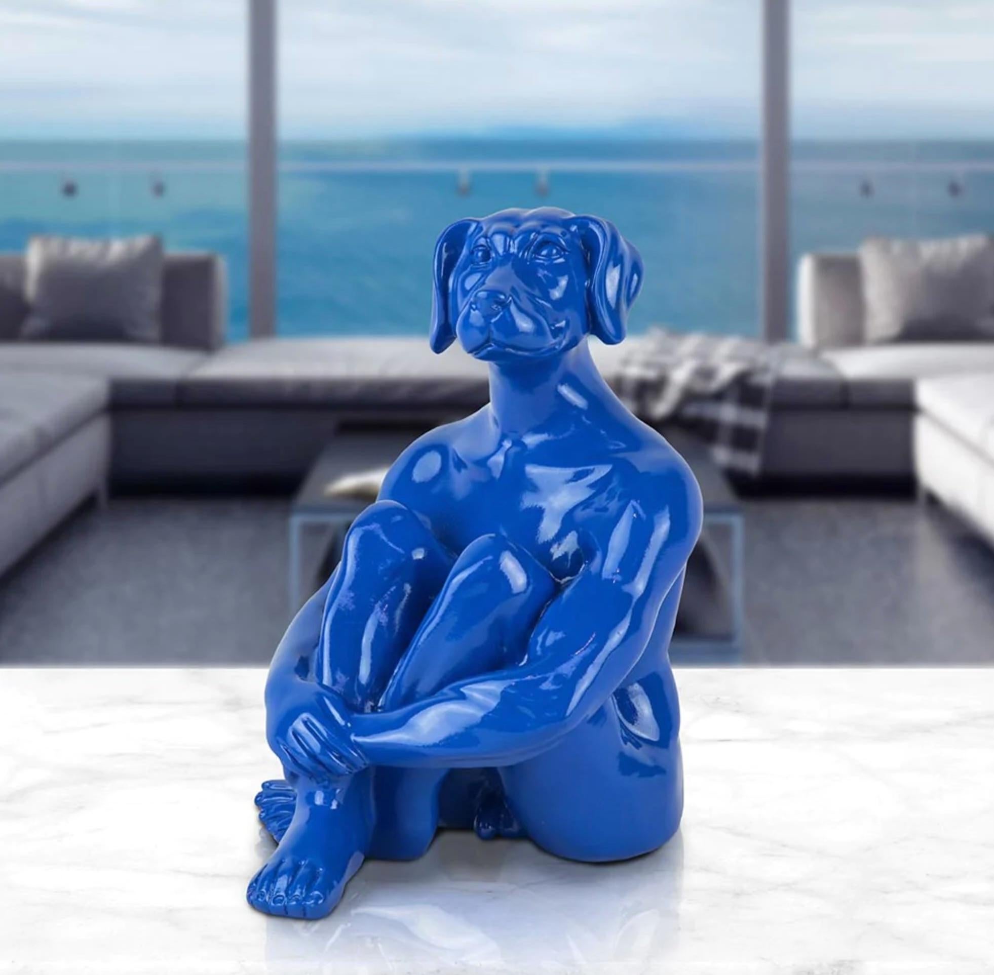 Authentic Limited Ed. Blue Resin Cool Mini Dogman Sculpture by Gillie and Marc - Art by Gillie and Marc Schattner