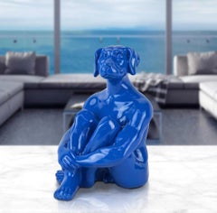 Authentic Limited Ed. Blue Resin Cool Mini Dogman Sculpture by Gillie and Marc