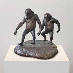 Authentic Bronze Chimp Friendship Medium Sculpture by Gillie and Marc 