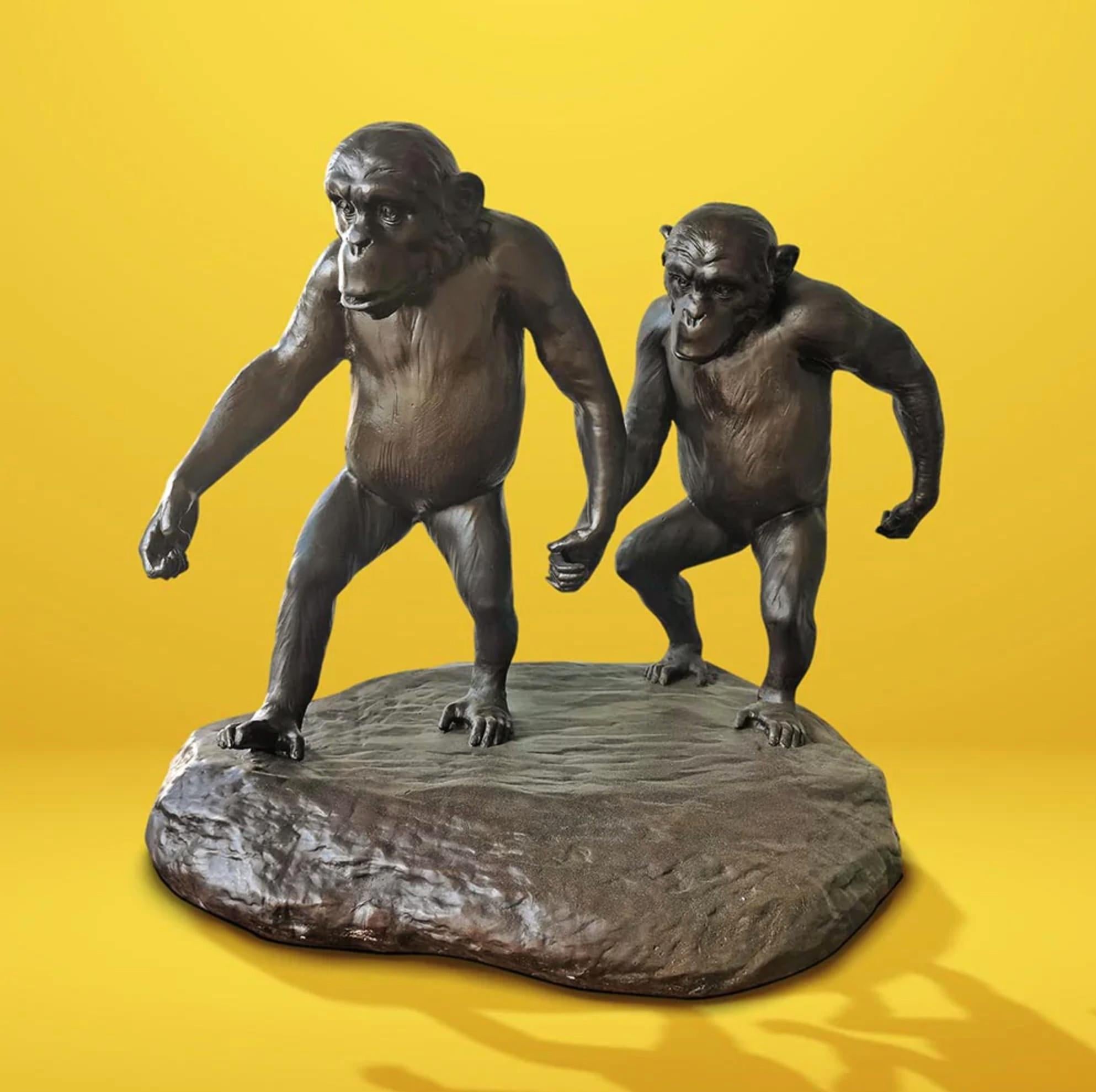 Authentic Bronze Chimp Friendship Medium Sculpture by Gillie and Marc  For Sale 4