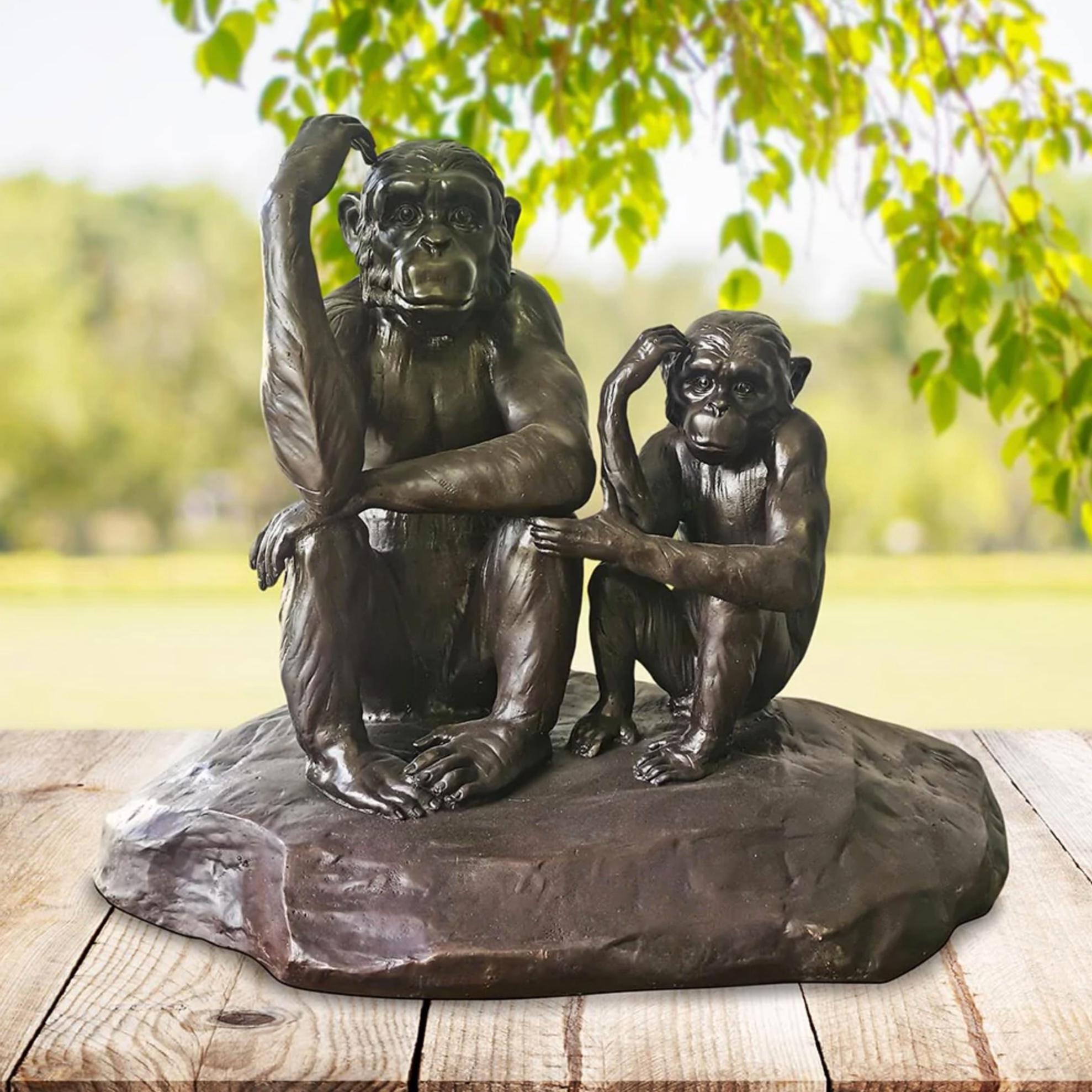 Authentic Bronze Chimp Imitation Medium Sculpture by Gillie and Marc  For Sale 1