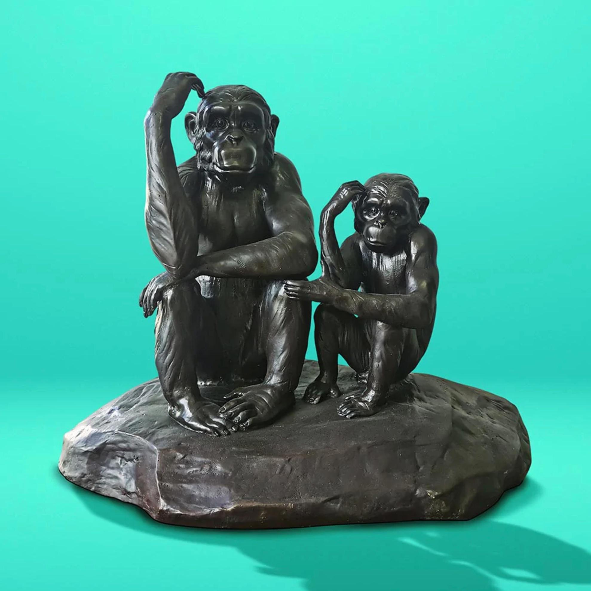Authentic Bronze Chimp Imitation Medium Sculpture by Gillie and Marc  For Sale 2