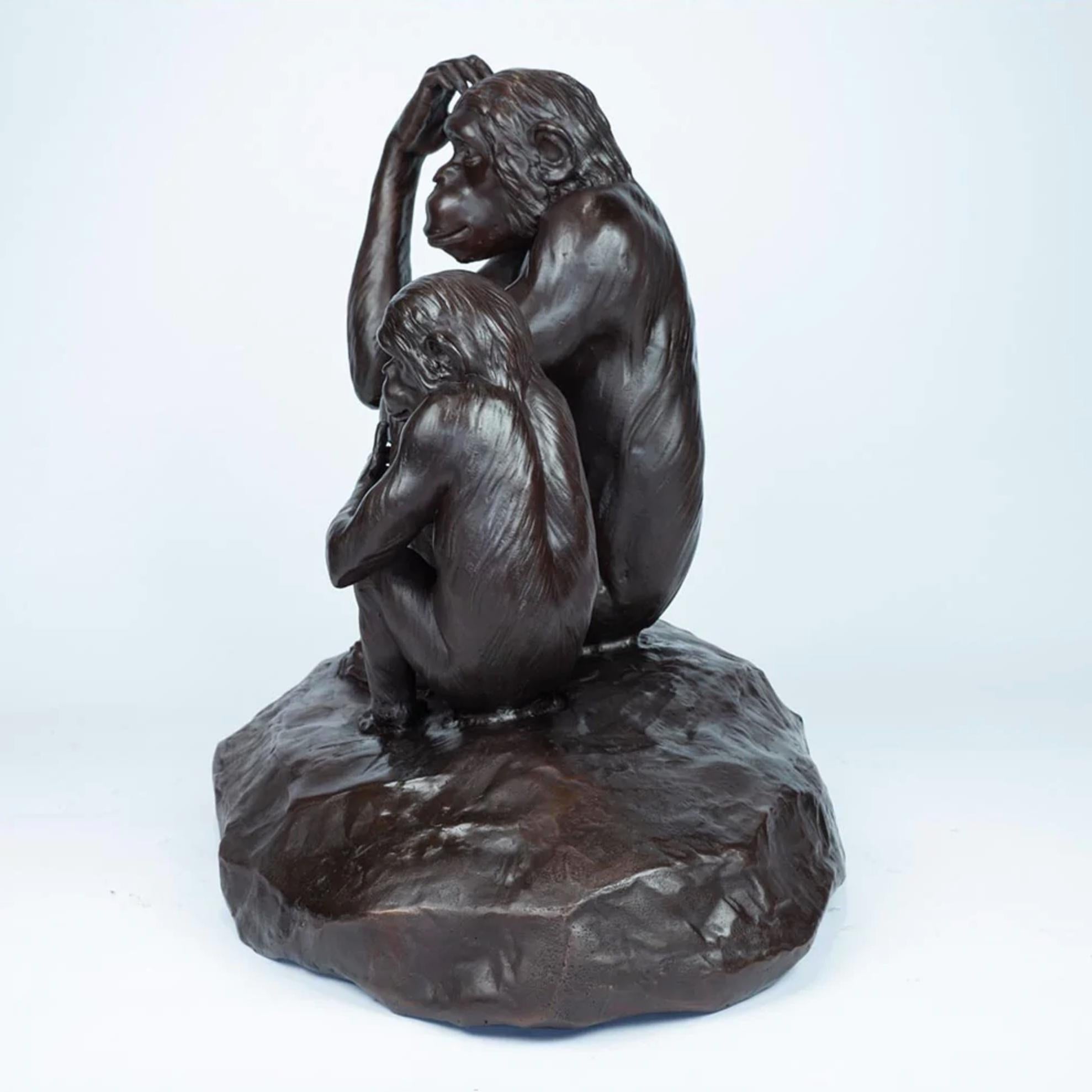 Authentic Bronze Chimp Imitation Medium Sculpture by Gillie and Marc  For Sale 4