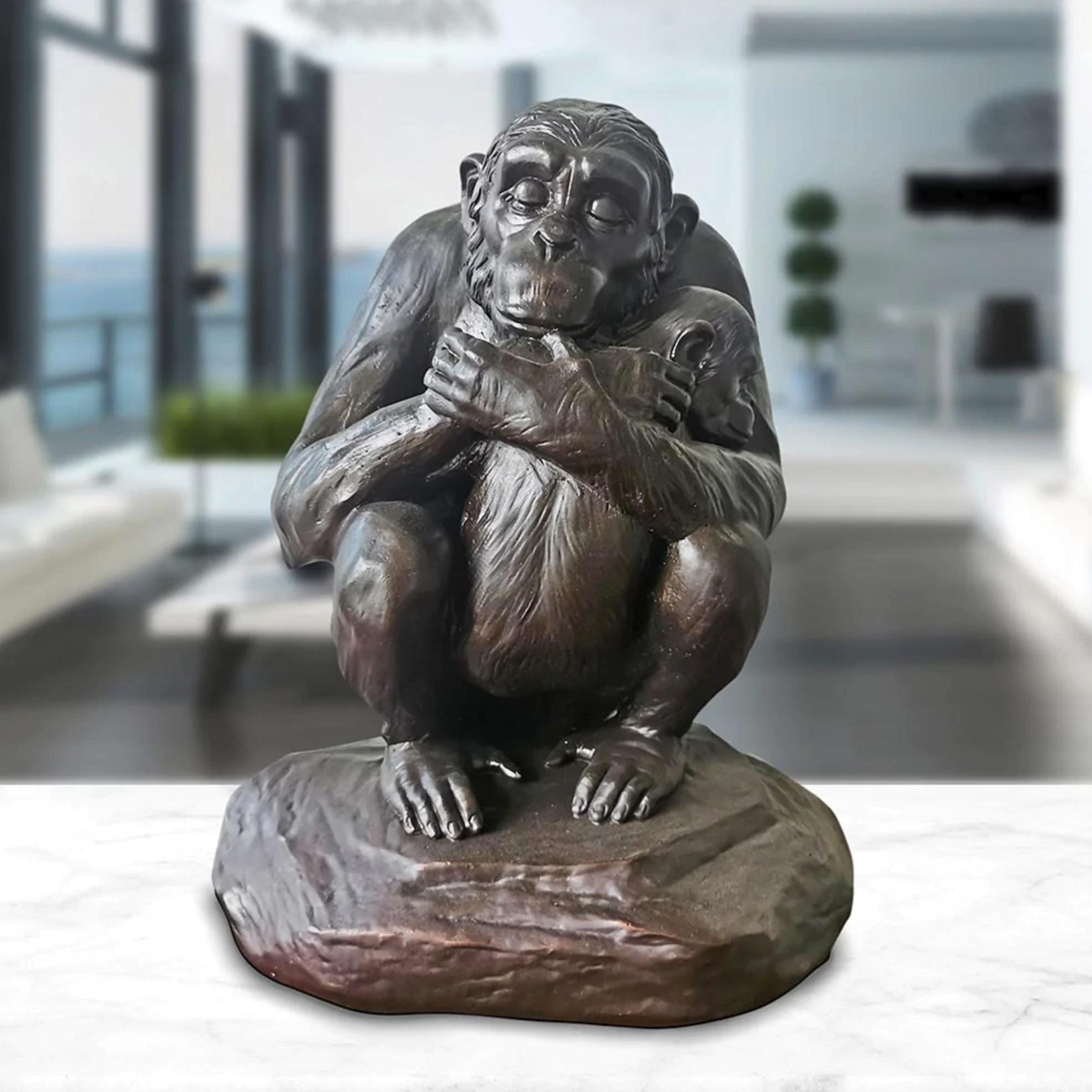 Gillie and Marc Schattner Figurative Sculpture - Authentic Bronze Chimp Love Medium Sculpture by Gillie and Marc 