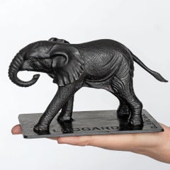 Authentic Bronze Orphan Luggard Elephant Sculpture by Gillie and Marc
