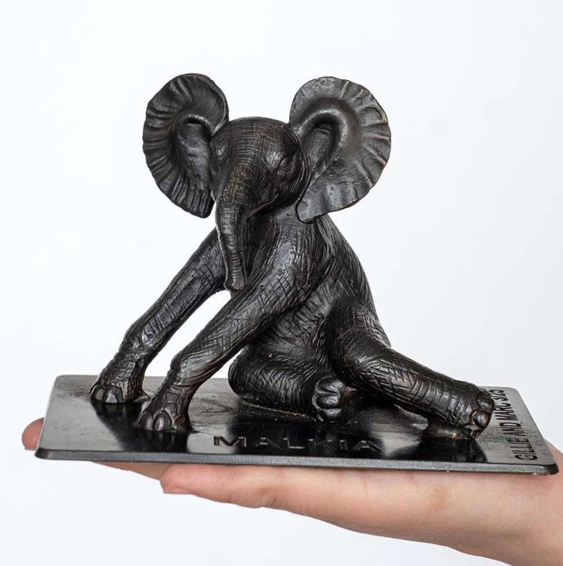 Authentic Bronze Orphan Malkia Elephant Sculpture by Gillie and Marc - Art by Gillie and Marc Schattner