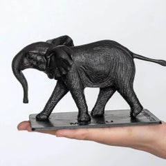 Authentic Bronze Orphan Mbegu Elephant Sculpture by Gillie and Marc