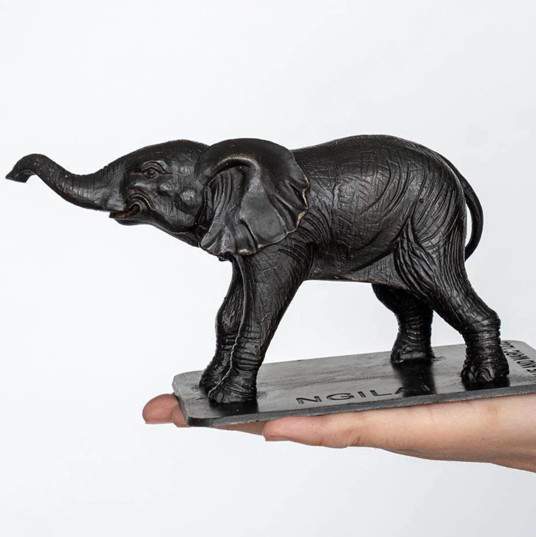 Authentic Bronze Orphan Ngilai Elephant Sculpture by Gillie and Marc - Contemporary Art by Gillie and Marc Schattner