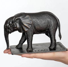 Authentic Bronze Orphan Sattao Elephant Sculpture by Gillie and Marc