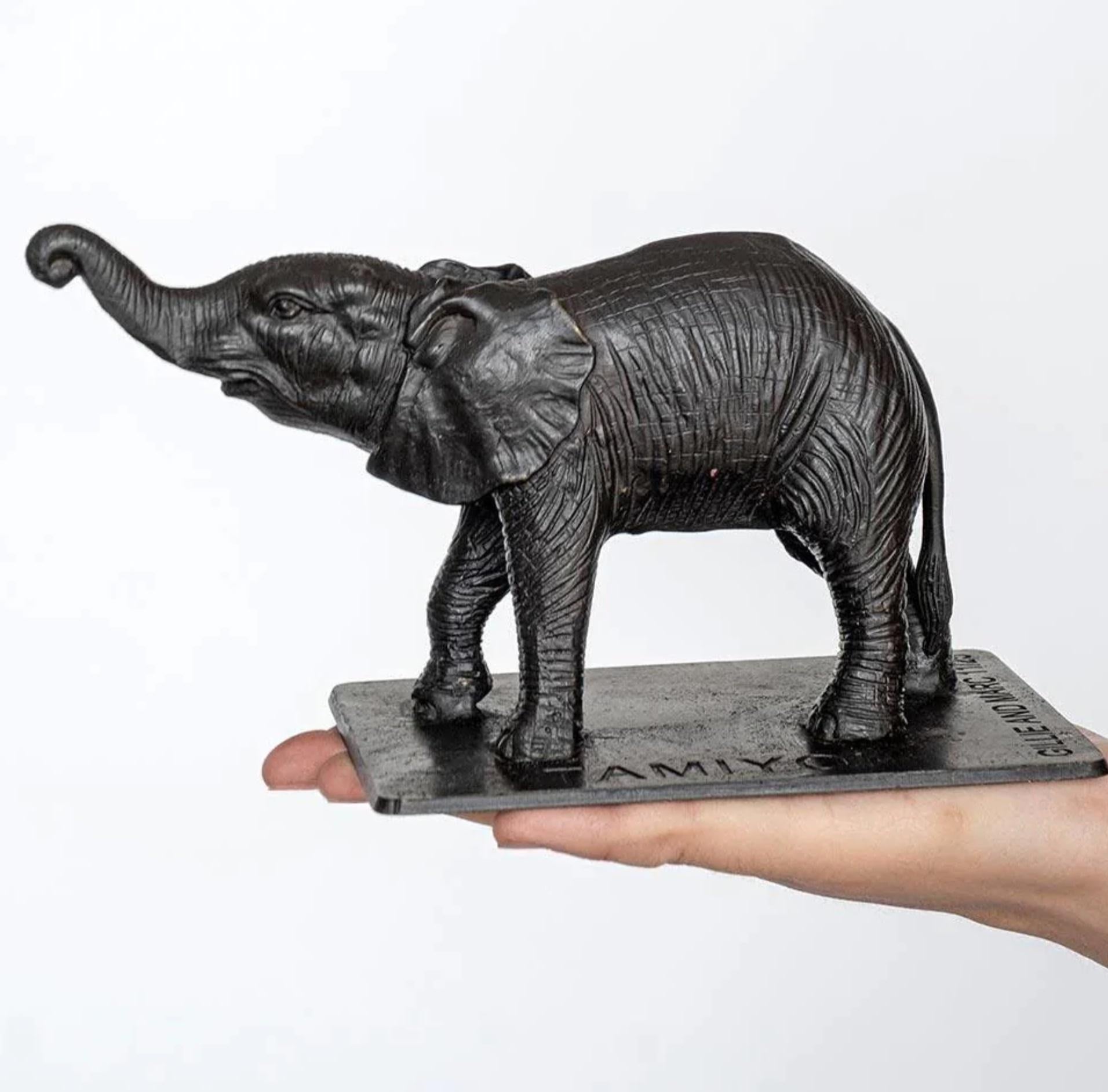 Gillie and Marc Schattner Figurative Sculpture - Authentic Bronze Orphan Tamiyoi Elephant Sculpture by Gillie and Marc