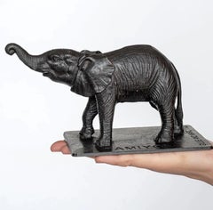 Authentic Bronze Orphan Tamiyoi Elephant Sculpture by Gillie and Marc