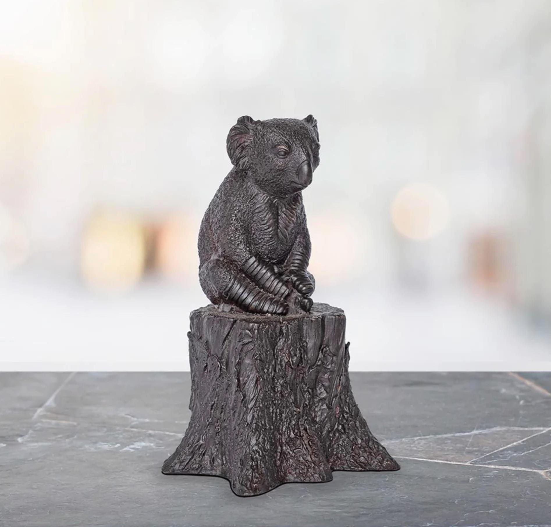 Authentic Bronze Lewis the koala on log Sculpture by Gillie and Marc For Sale 1