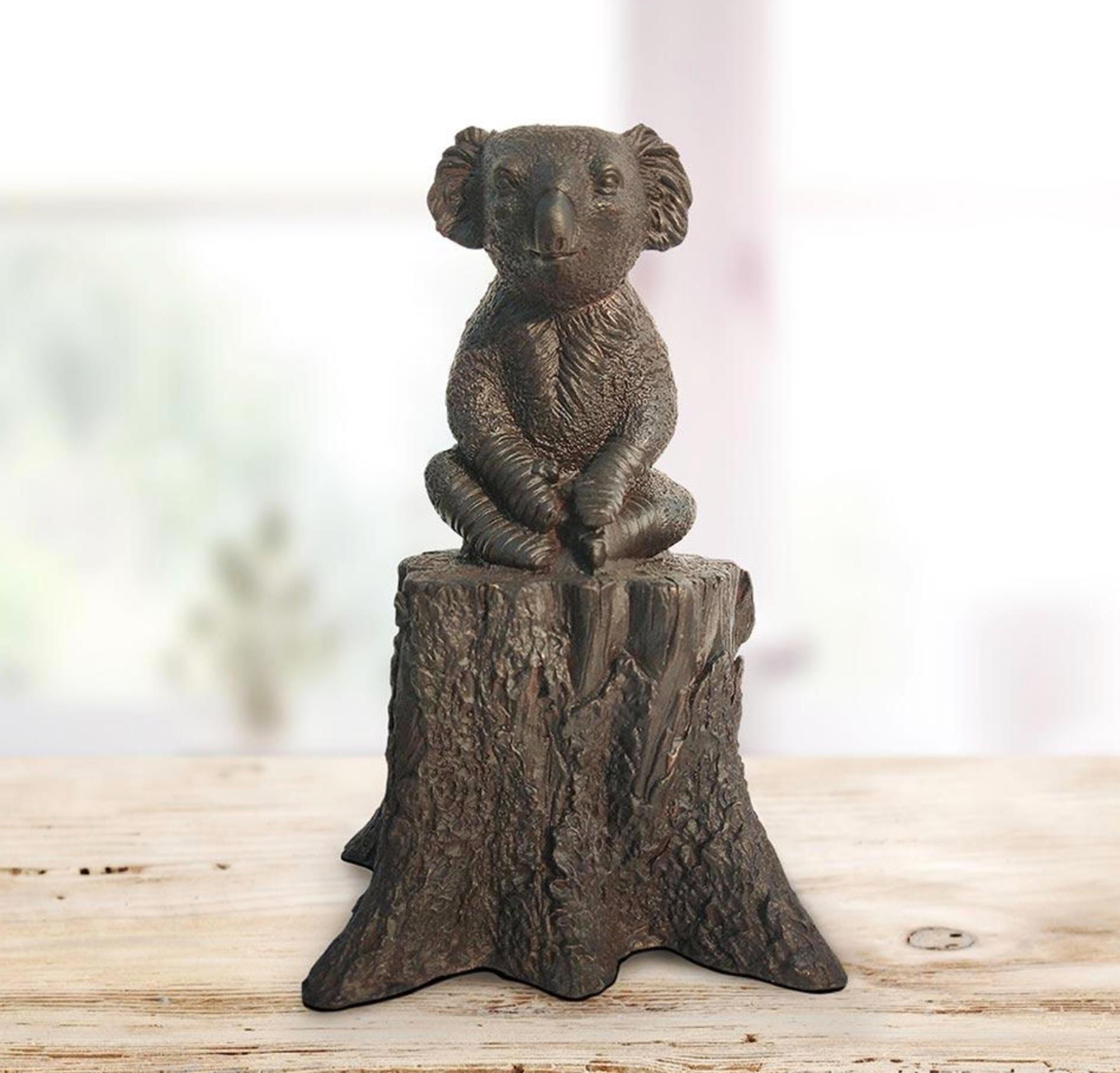 Authentic Bronze Lewis the koala on log Sculpture by Gillie and Marc For Sale 3