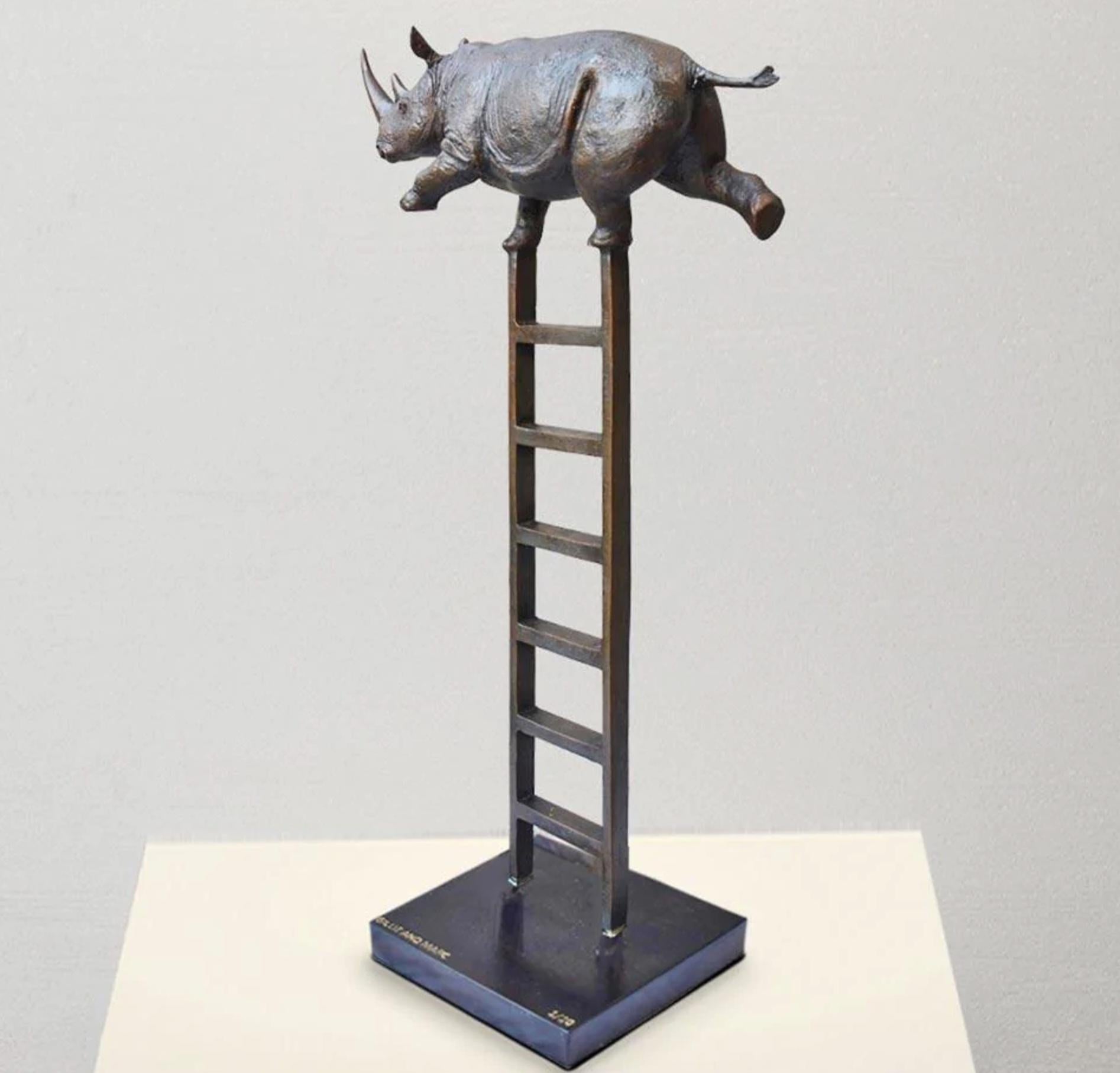 Gillie and Marc Schattner Authentic Bronze Rhino reaches new heights