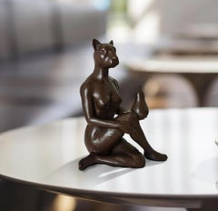 Authentic Bronze The Pearfect Cat Sculpture by Gillie and Marc