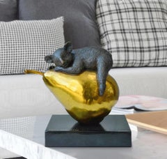 Authentic Bronze Koalas will pear... Sculpture w/ Gold Patina by Gillie and Marc