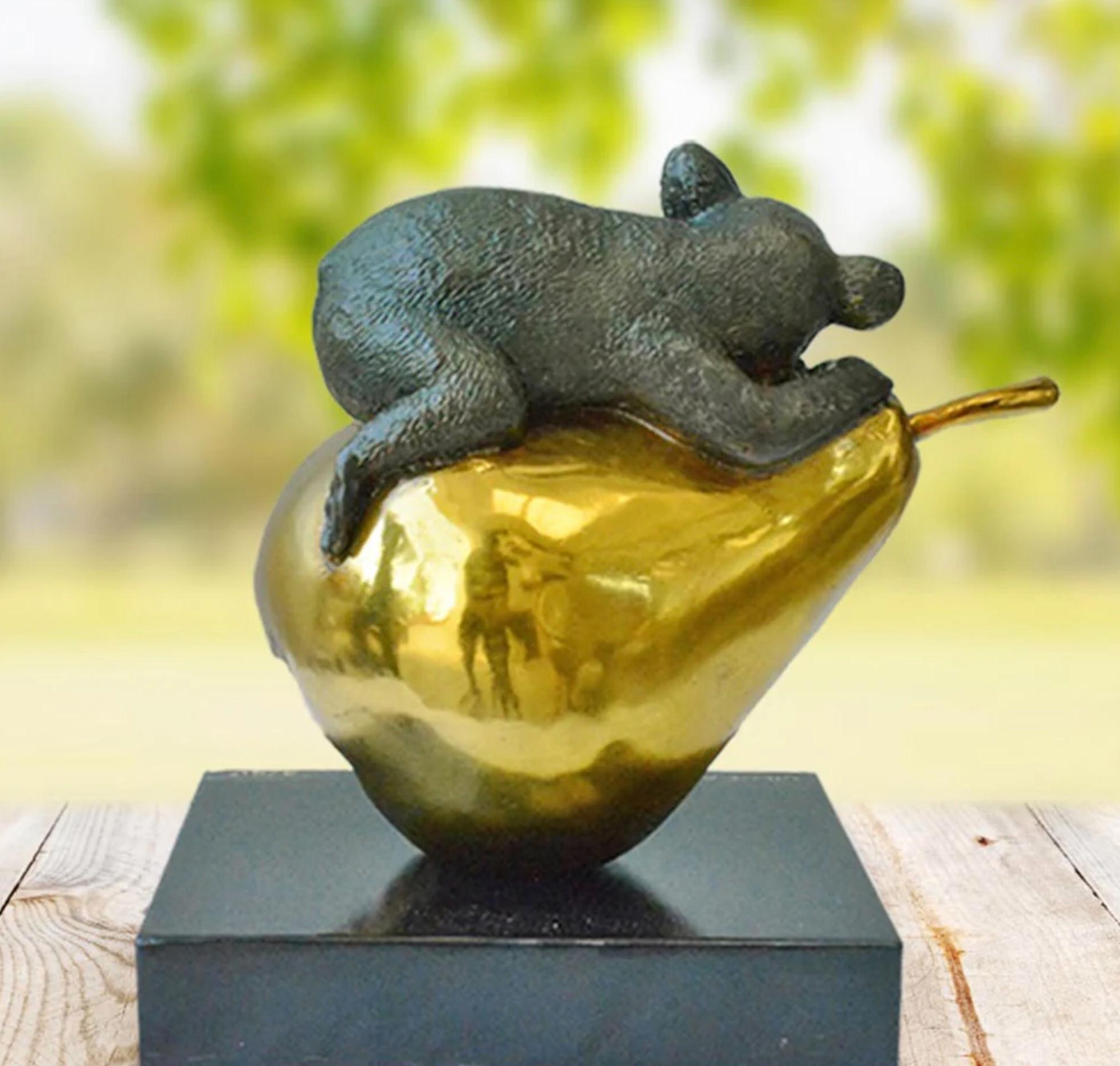 Authentic Bronze Koalas will pear... Sculpture w/ Gold Patina by Gillie and Marc For Sale 1