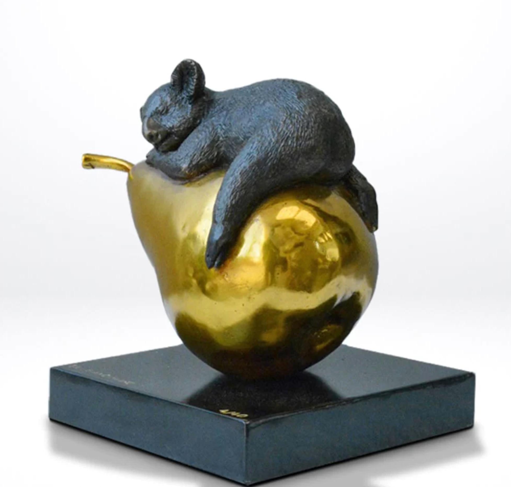 Authentic Bronze Koalas will pear... Sculpture w/ Gold Patina by Gillie and Marc For Sale 2
