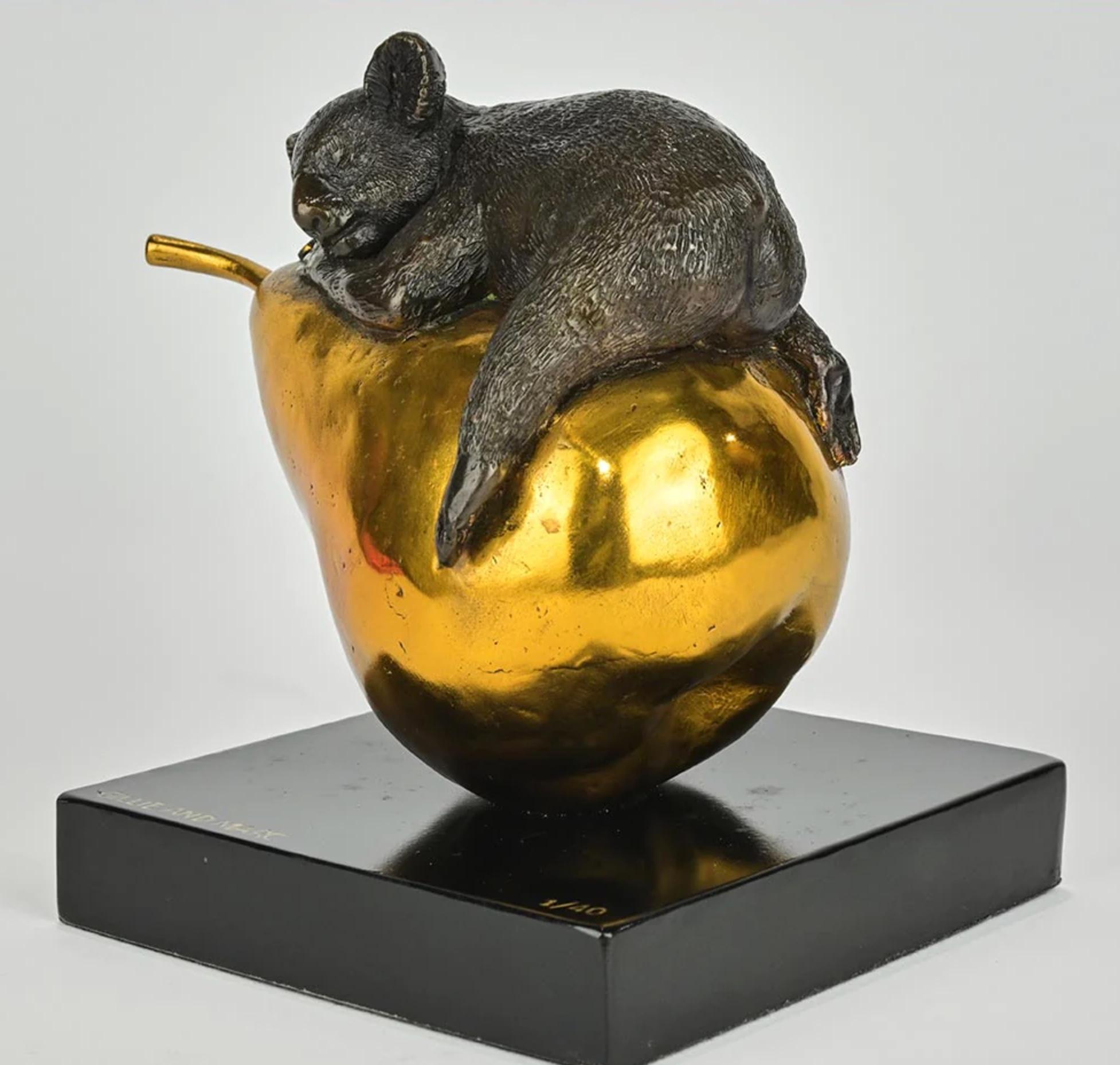 Authentic Bronze Koalas will pear... Sculpture w/ Gold Patina by Gillie and Marc For Sale 4